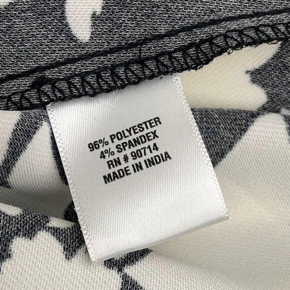 MSK Women Black & White Floral Bow Sleeve Dress Size 16 W - Picture 11 of 12